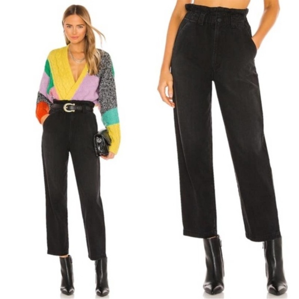 Mother Jeans The YoYo Ruffle Greaser Ankle in Blackout